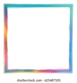 Colorful Paint Brush Stroke Square Isolated On White Background. Vector. Watercolor. Multicolor
