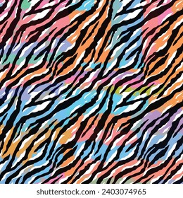 Colorful paint brush zebra pattern
