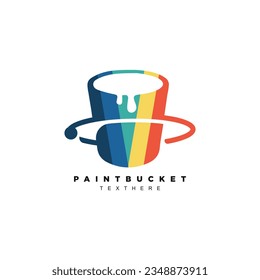 Colorful paint bucket logo design vector for your brand or business