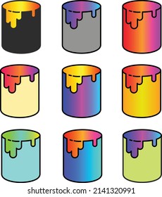 colorful paint buckets vector illustration set