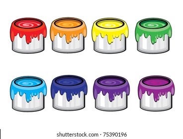 Colorful paint Cans. Illustration on white background
