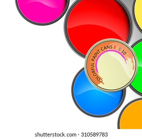 Colorful paint cans vector on a white background