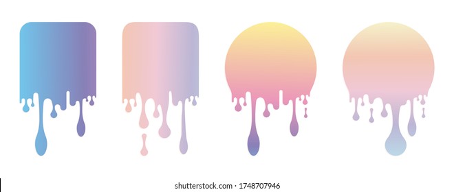Colorido goteo de pintura o Rastreo de etiquetas de pegatinas cuadradas de pintura y de círculo