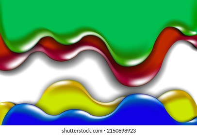 Colorful paint dripping on white background, vector illustration.