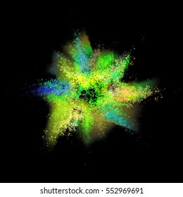 Colorful Paint Explosion vector illustration. Color Burst isolated on a black background. EPS 10