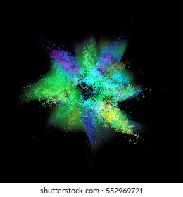 Colorful Paint Explosion vector illustration. Color Burst isolated on a black background. EPS 10