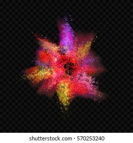 Colorful Paint Explosion Vector Illustration. Color Burst Isolated On A Transparent Background. EPS 10