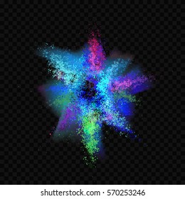 Colorful Paint Explosion Vector Illustration. Color Burst Isolated On A Transparent Background. EPS 10