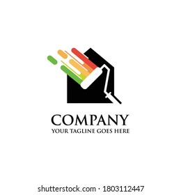 colorful paint house logo design vector, House Paint Logo Design Concept Vector, Home House Painting Service Coloring Logo Design Template Vector