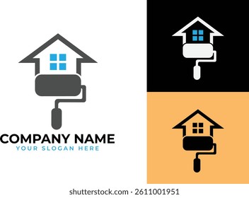 colorful paint house logo design vector, House Paint Logo Design Concept Vector, Home House Painting Service