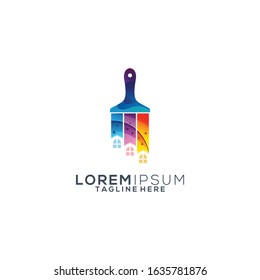 colorful paint house logo vector design
