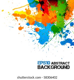 Colorful Paint | Ink Splashes | Drops | Vector Grunge Background