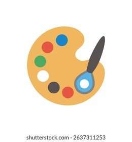 Colorful paint palette and brush on White Background illustration