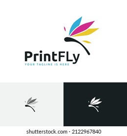 Colorful Paint Print Dragonfly Insect Wings Fly Logo Symbol Idea