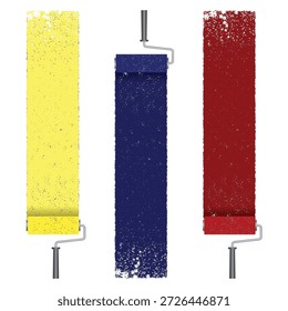 Colorful paint roller and paint stroke