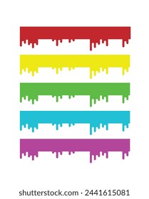 Colorful Paint Set Flat Style. Wall painted in different colors with leakage