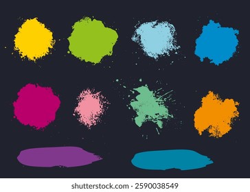 Colorful Paint Smashes and Brush Strokes on Dark Background