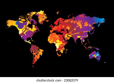 Colorful paint spalt world background