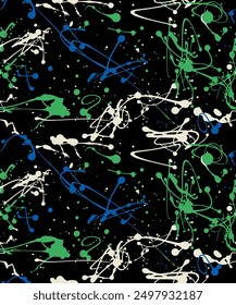 Colorful paint splash dripping in art painting wallpaper concept background. Bright colorful watercolor splash splatter stain brush strokes on white background.