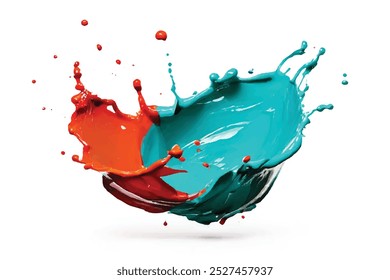 Colorful paint splash isolated on white background. Paint splash background. 