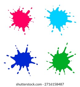 Colorido juego de salpicaduras de pintura. Colección de salpicaduras de pintura colorida que caen sobre fondo blanco. Adecuado para Plantillas creativas, presentaciones, diseño editorial, carteles y marca moderna