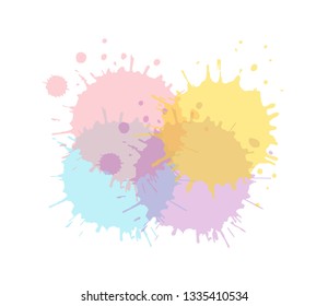 Colorful paint splash vector background. Isolated backdrop with spots on white.