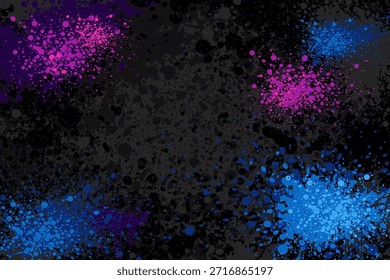 Salpicaduras de pintura colorida sobre fondo oscuro