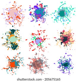 Colorful paint splashes on white. plus EPS10 vector file