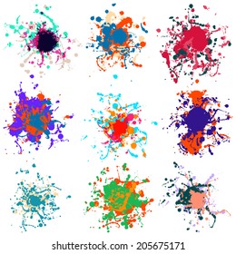 Colorful paint splashes on white. plus EPS10 vector file