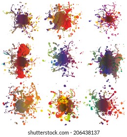 Colorful paint splashes on white. plus EPS10 vector file