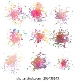 Colorful paint splashes on white. plus EPS10 vector file