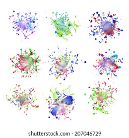 Colorful paint splashes on white. plus EPS10 vector file