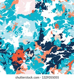 Colorful paint splashes. Seamless pattern with spots and divorces.