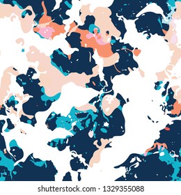 Colorful paint splashes. Seamless pattern with spots and divorces.