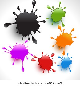 colorful paint splashes vector set 4