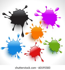 colorful paint splashes vector set 3