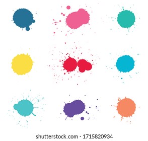 Colorful paint splashes.Paint splatters collection.