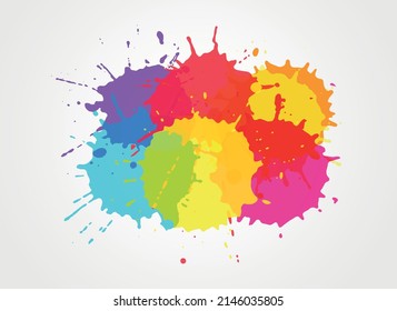 Coloridas salpicaduras de pintura.Cartel de manchas de pintura vectorial.