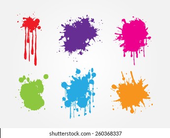 Colorful Paint Splat Set.Paint Splashes For Design Use.Abstract Vector Illustration.