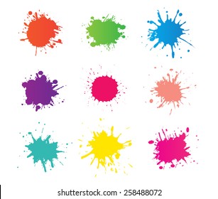 Colorful paint splat.Paint splashes set for design use.Abstract vector illustration.