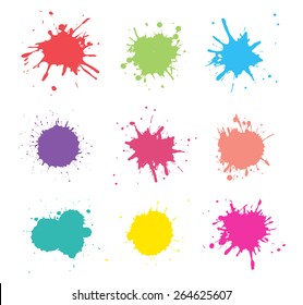 Colorful Paint Splat.Paint Splashes Set For Design Use.Abstract Vector Illustration. 