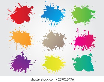 Colorful Paint Splat.Paint Splashes Set For Design Use.Abstract Vector Illustration.