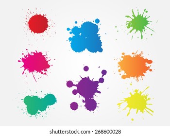 Colorful Paint Splat.Paint Splashes Set For Design Use.Abstract Vector Illustration.