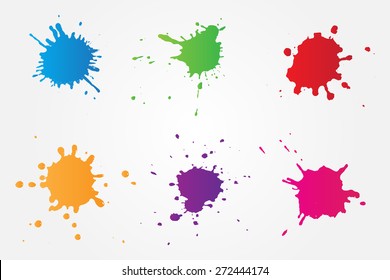 Colorful Paint Splat.Paint Splashes Set For Design Use.Abstract Vector Illustration.