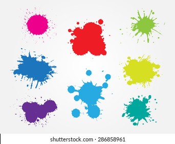 Colorful Paint Splat.Paint Splashes Set For Design Use.Abstract Vector Illustration.