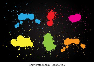 Colorful paint splat.Paint splashes set for design use.Abstract vector illustration.