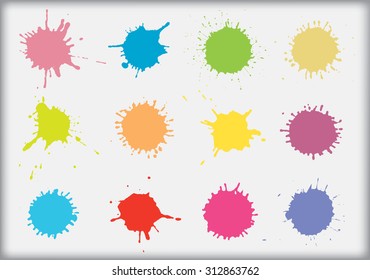 Colorful paint splat.Paint splashes set for design use.Abstract vector illustration. 