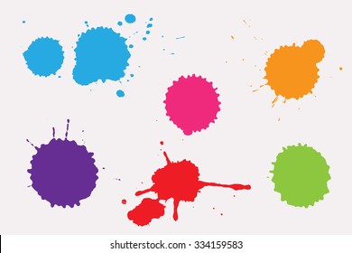 Colorful paint splat.Paint splashes set for design use.Abstract vector illustration.