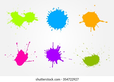 Colorful paint splat.Paint splashes set for design use.Abstract vector illustration.