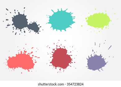 Colorful paint splat.Paint splashes set for design use.Abstract vector illustration.